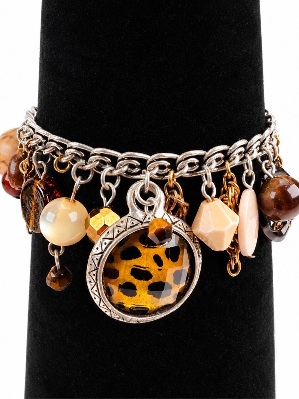 Chico's bohemian chic Silvertone and Goldtone Multi Charm Bracelet